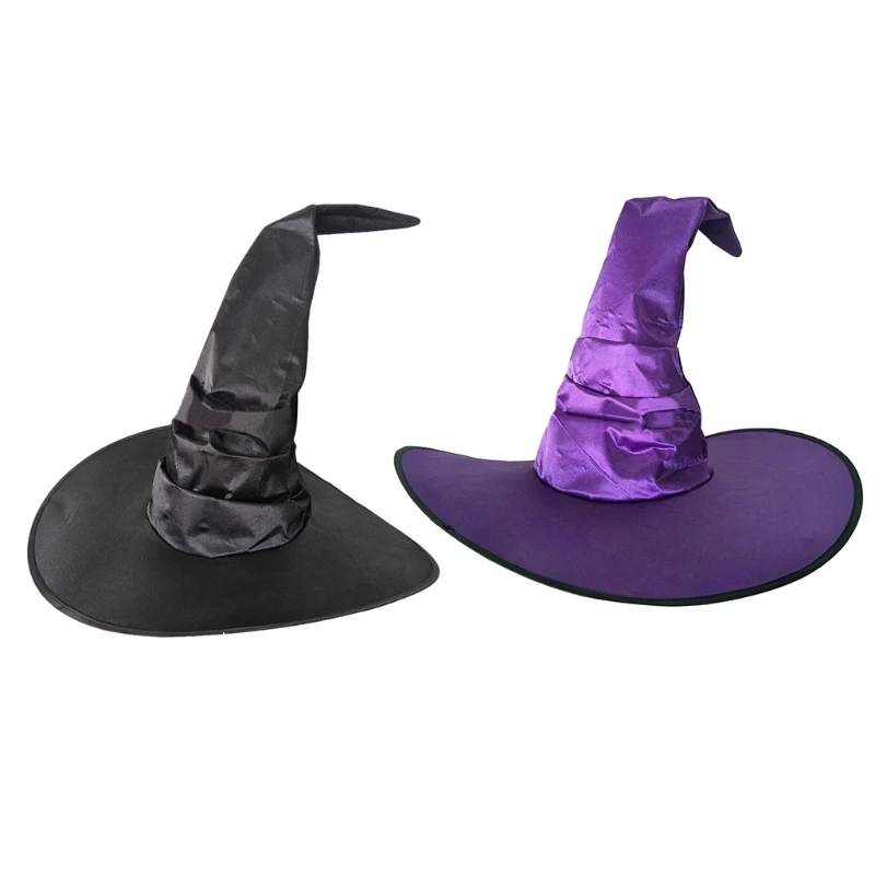 

Vintage Pleated Witch Hat Halloween Hat Creative Wizard Hat All-match Cosplay Hat Dress Up for Outdoor Halloween Party F3MD