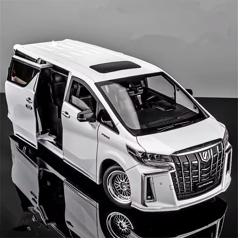 New 1/18 Toyota Alphard MPV Alloy Car Model Diecast Metal Toy Commercial Vehicles Car Model Simulation Sound and Light Kids Gift