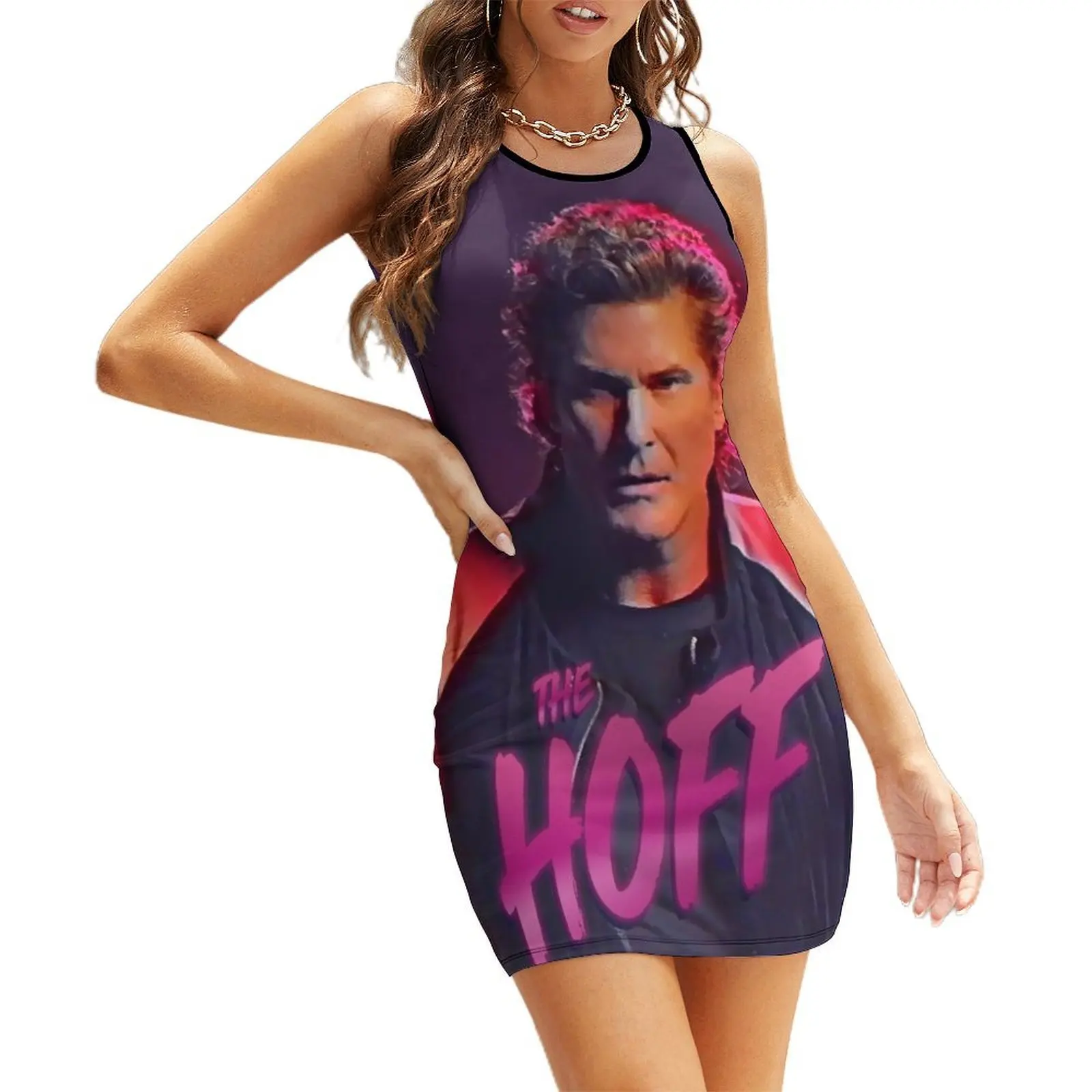 

The Hoff - David Hasselhoff Retro Allover Patten Sleeveless Sundress summer woman dress 2025 party dress women elegant luxury