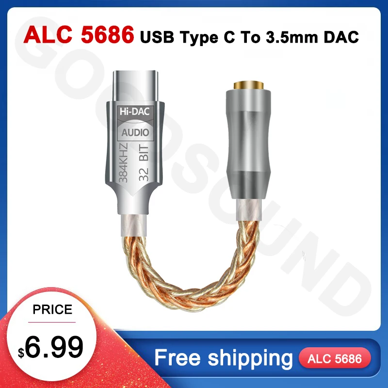 Alc5686 usb typ c bis 3,5mm dac kopfhörer verstärker kopfhörer amp digital decoder aux audio kabel otg adapter konverter android