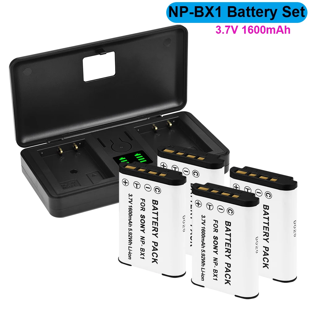 NP-BX1 NP BX1 Battery 1600mAh NPBX1 Camera Battery LCD Dual Charger for Sony FDR-X3000R ZV-1 RX100 M7 M6 AS300 HX400 HX60 WX350
