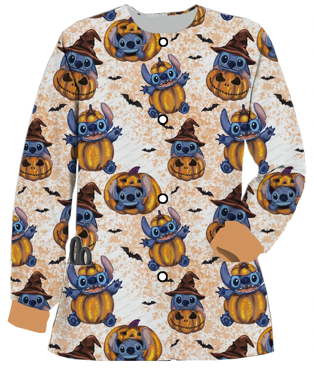 Halloween Weeshuis Verpleeghuis Werk Uniform Kerstcollectie Steek Print Lente En Herfst Lange Mouw Top