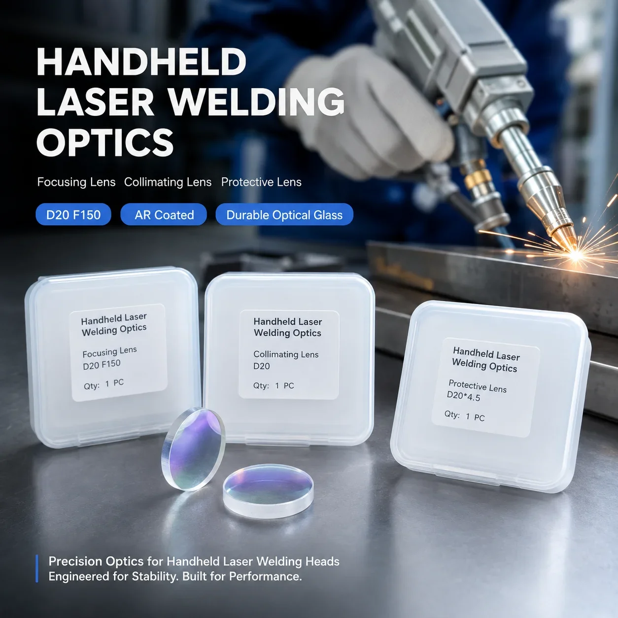 Zhonna D20 F150 Handheld Laser Welding Focus Lens Collimating Lens Protective Lens Optical Glass AR Coated Welding Machine Parts