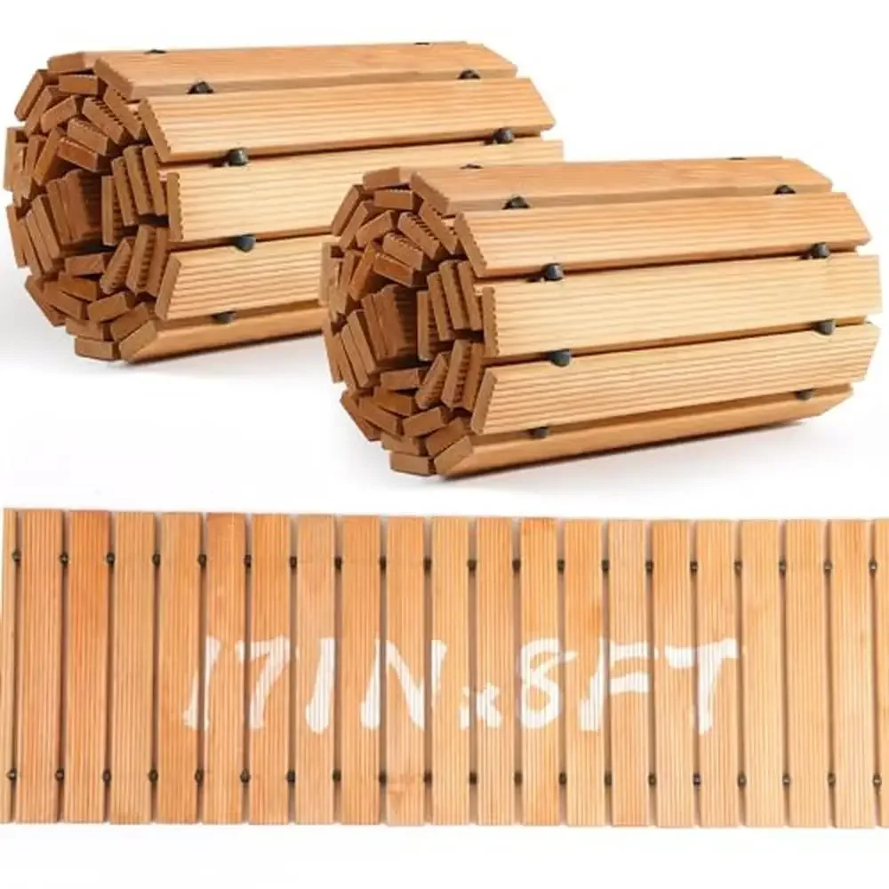 Passerelle de jardin en bois, 93,planches, coordonnante, sûre, robuste, conception enroulable, entretien facile, 2 paquets de 8 pieds x