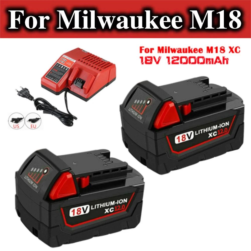 

For Milwaukee M18 XC Power Tool Battery BR 18V M18B2 M18B4 M18B5 Lithium Battery Charger 48-11-1860-1850-1840-1820-1815 18650