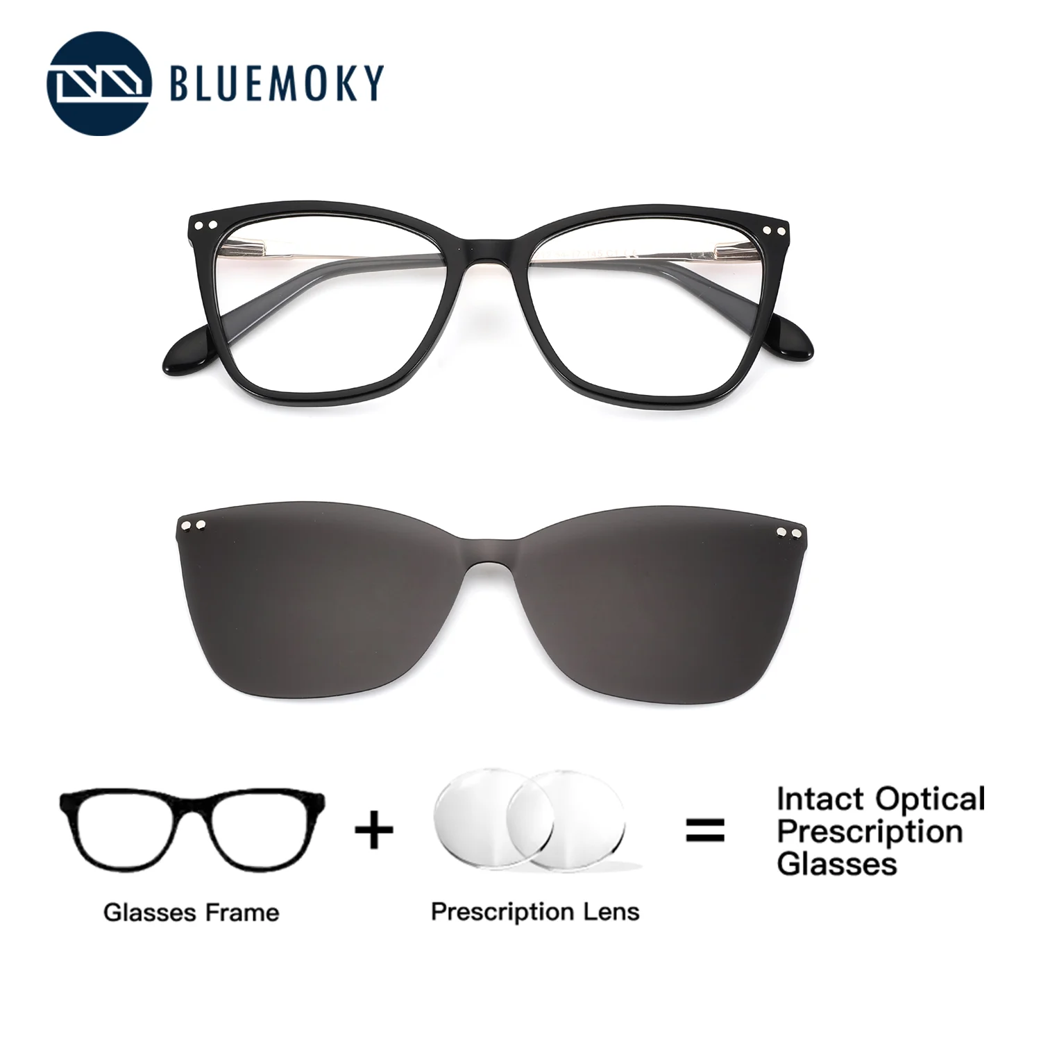 

BLUEMOKY Acetate Butterfly Prescription Glasses,Women Sunglasses Clip,Optical Anti Blue Light Progressive Correction Myopia