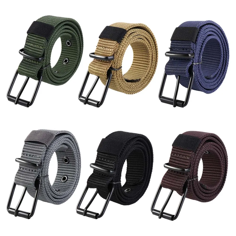 

New Nylon Canvas Waist Strap Belts For Women Men Student Youth Alloy Pin Buckle Hollow Belts Jeans Dresses Waistband