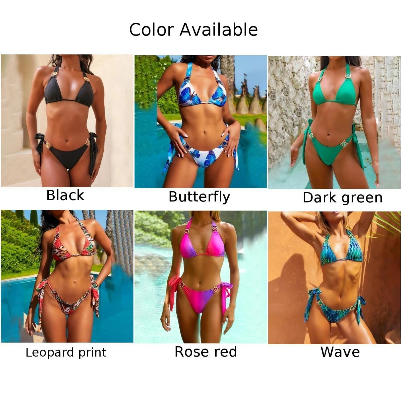 Women Sexy Bikini Set Rhinestone Push-Up Swimwear Swimsuit Beachwear Low Waist Two Pieces Bathing Suit