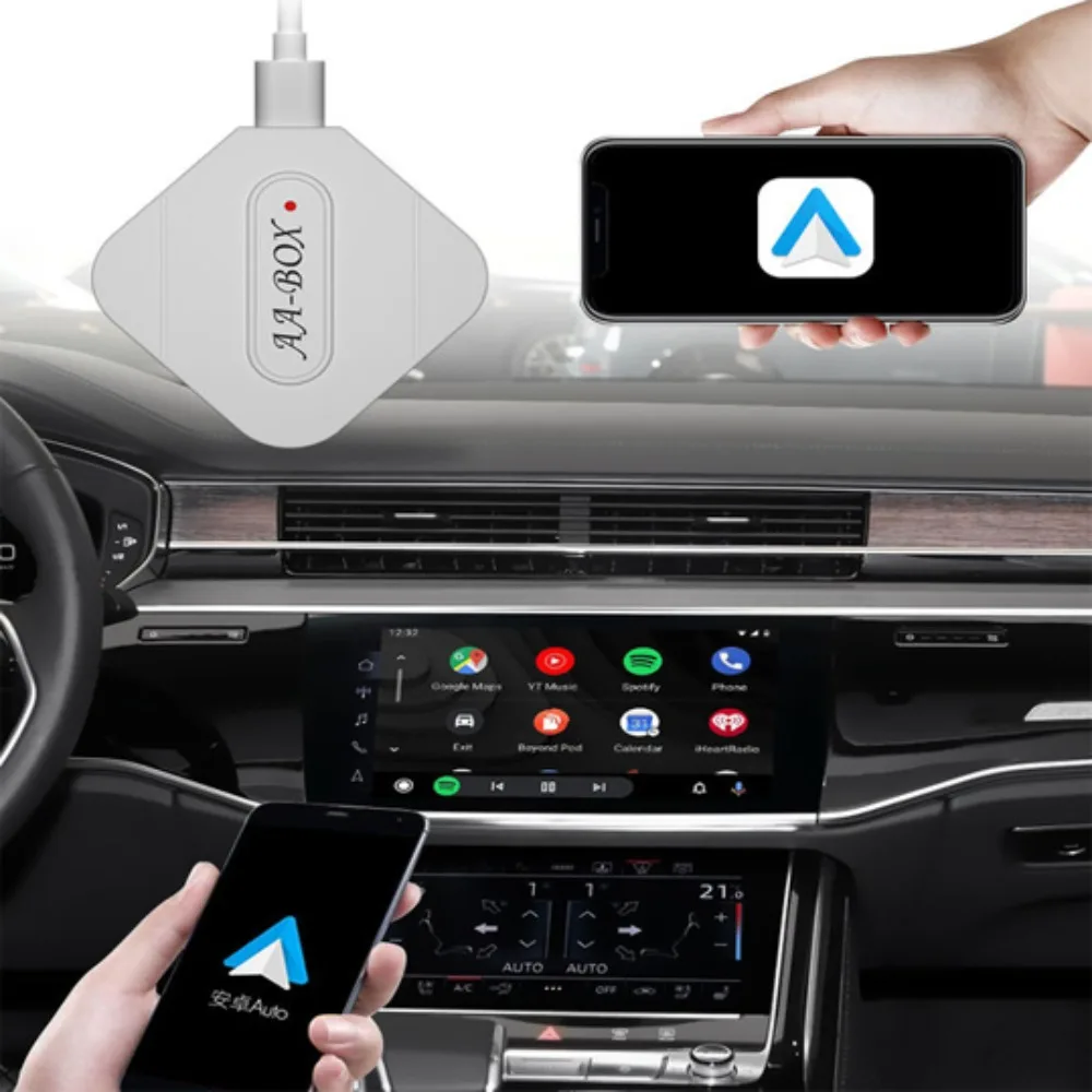 

USB/Type-C Smart Mini AI Box Fast Connect Wired To Wireless Carplay AI Box White ABS Car Carplay Box Suitable for Phones