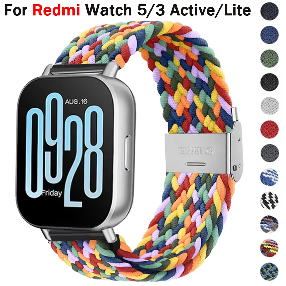 Elastic Braided Strap For Redmi Watch 5/3 Active Watchband Nylon Adjustable Quick Release Bracelet For Redmi Watch 3/5 Lite