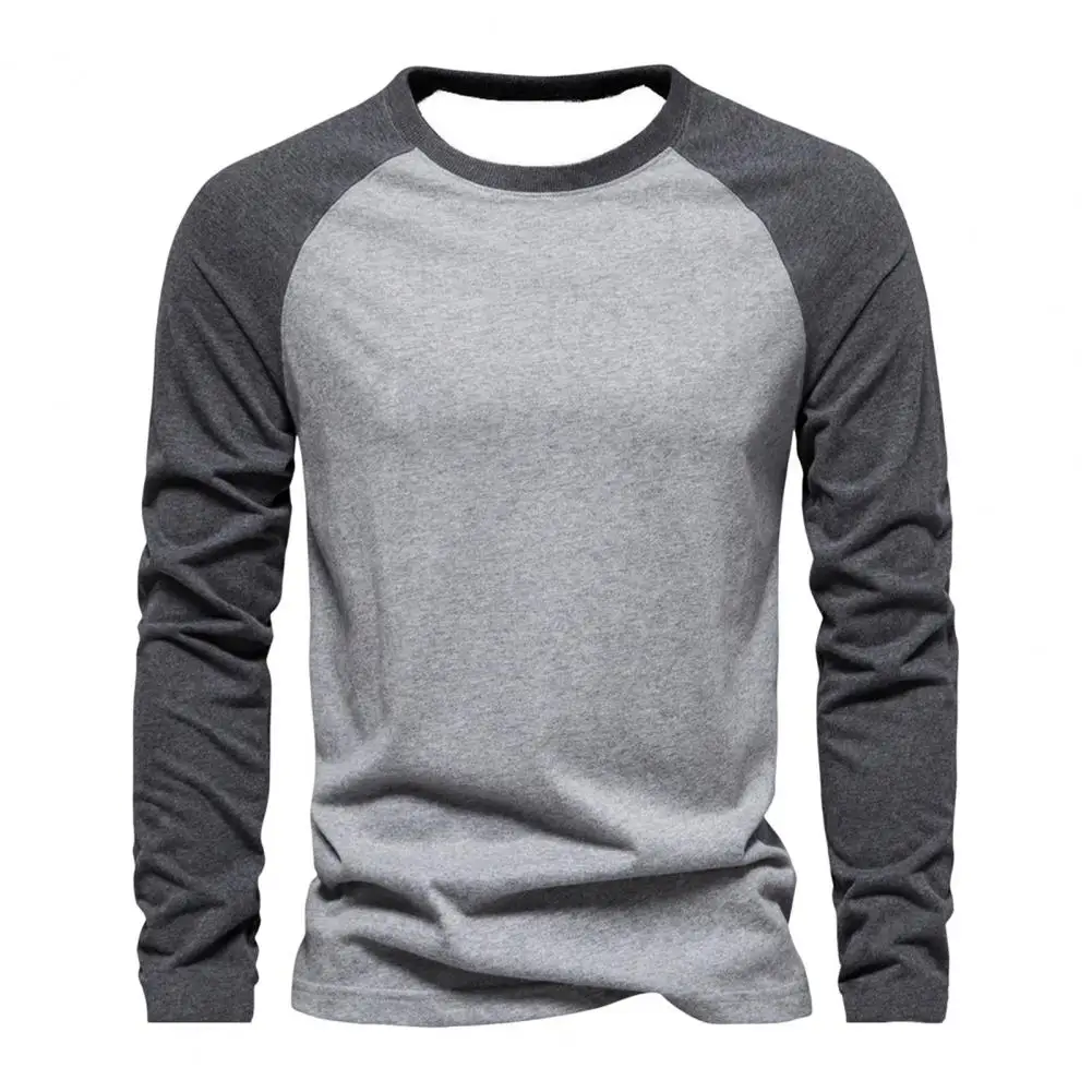 Men's T-shirts Cotton Long Sleeve O-neck Pactwork Casual T Shirts For Men New Spring Tees Men Clothing Fitness Bottoming Shirt ﻿ image 4