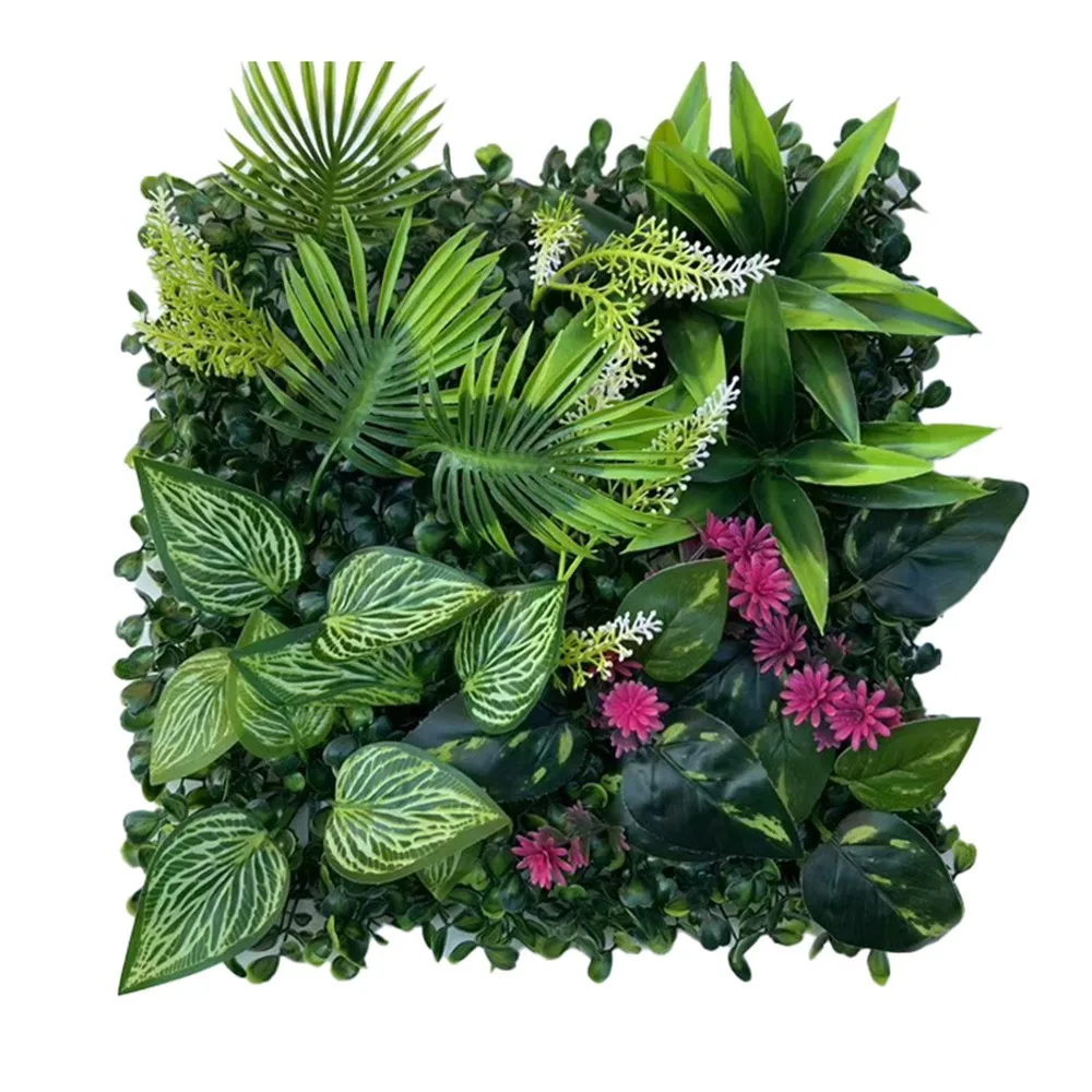 لوحة حائط للنباتات الاصطناعية ذاتية الصنع زهرة عباد الشمس محاكاة ورقة نبات القيقب الحياة الأبدية لا سقي حصيرة العشب الأخضر المزيفة #1