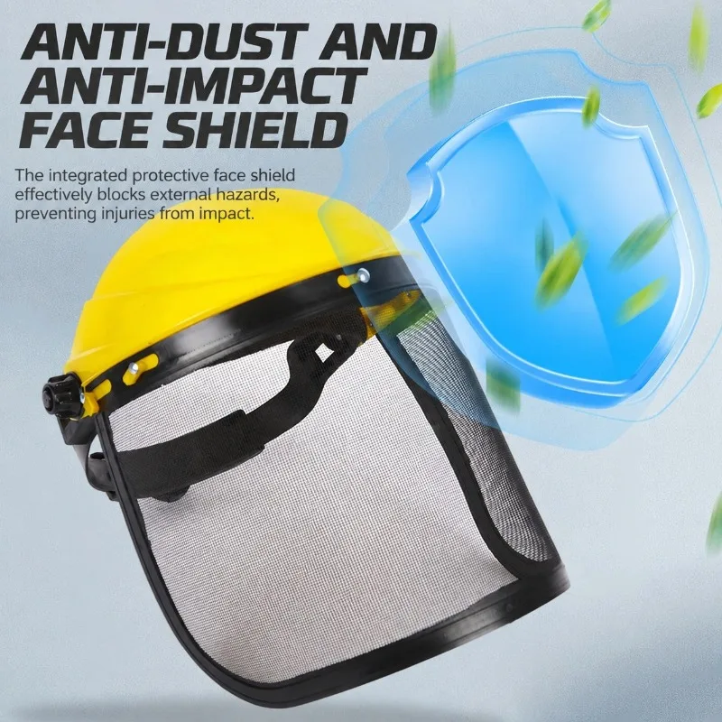Full Face Mesh Safety Helmet 1PC Protective Headgear for Brush Cutter Grass Trimmer Chainsaw Logging Arborist Forestry Work