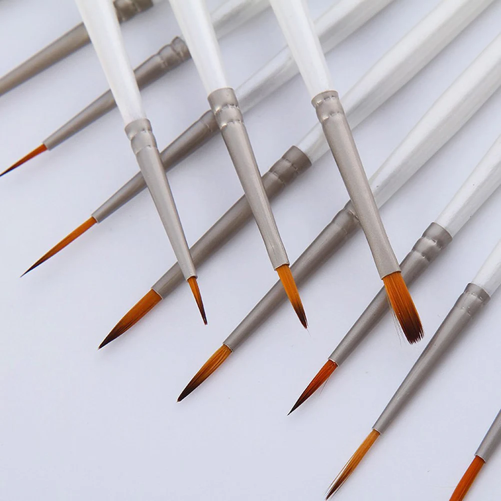 

12pcs Miniature Art Brushes Fine Detailing White 16 7x1 7x1 7cm Wooden H Nylon Tips Acrylic Watercolor Oil Painting Models