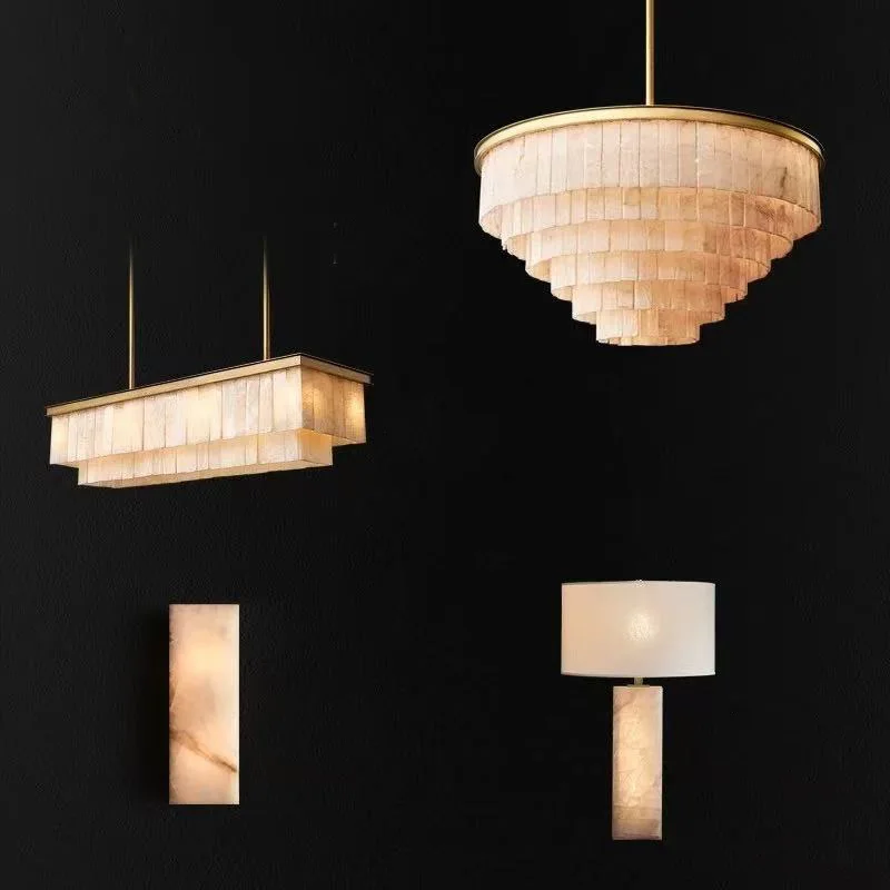 

Luxury Spanish Imported Marble Chandelier 2025 Brass Black Bronze Pendant Lamp Customizable Ceiling Light for Villa