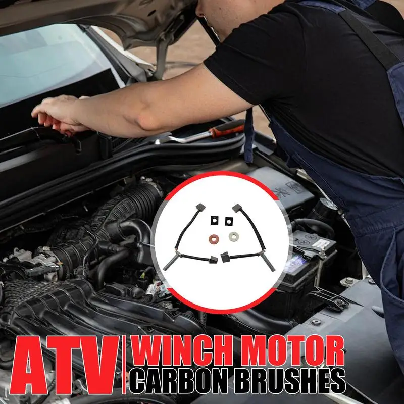 Carbon Brushes Replacement Reduce Friction Winching ATV Motor Carbon Brush Kit Strong Power Output Power Tool Replacement Parts