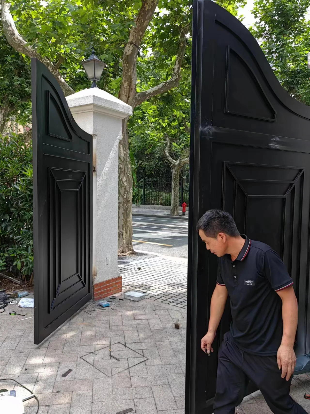 12Ft Driveway Wrought Iron Gate China Manufacturers Suppliers  Galvanized Powder Coated Black Paint