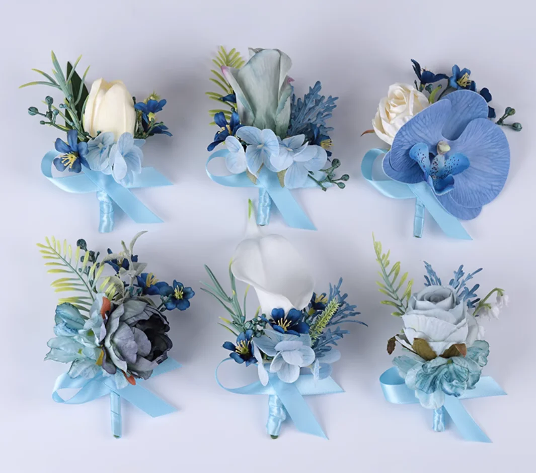 

Синий старший невесты и жениха, свадебный корсаж, свадебный шафер, калла, лилия, фаленопсис, деловая встреча, лацкан для гостей