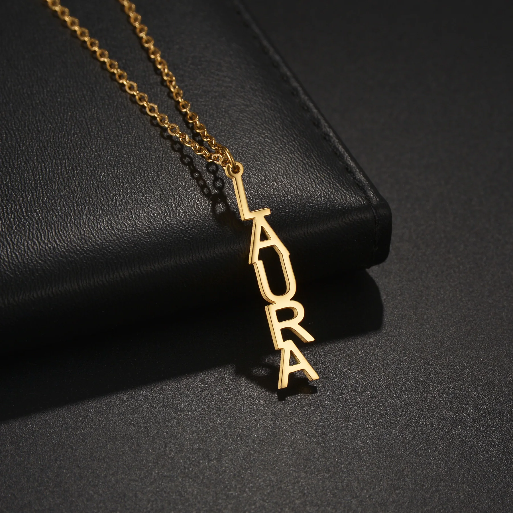Atoztide Gepersonaliseerde Aangepaste Naam Kettingen Een Gat Naamplaatje Hanger Voor Vrouwen Rvs Link Ketting Sieraden Cadeau