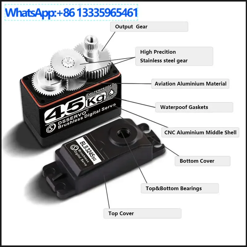 

Dsservo BLS3245 45KG Servo, Black, Brushless, Semi-Metal BLS3245SG High Torque