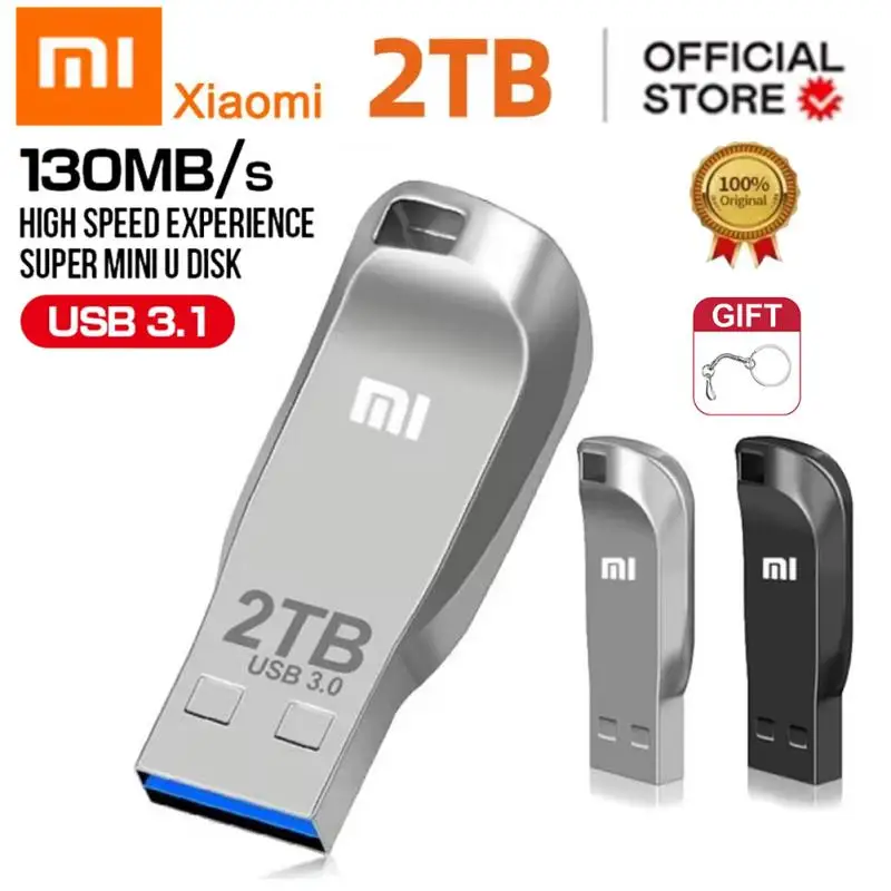 XIAOMI MIJIA 2TB Metal U Disk 2 IN 1 OTG 1024GB Flash Drive USB 3.1 512gb 1TB Pen Drives Memory Stick Type C Adapter Gifts New