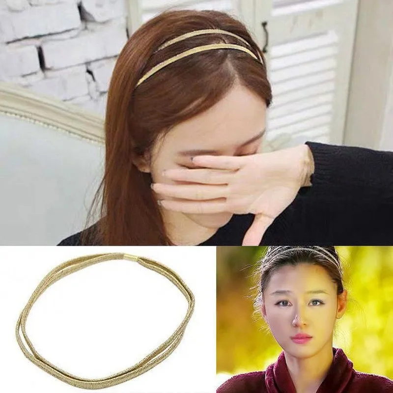 

12Pcs/Lot Fabrics Golden Sliver Double Layer Head Band Come From The Stars HeadBands Hair Styling Tools Accessory HA1149