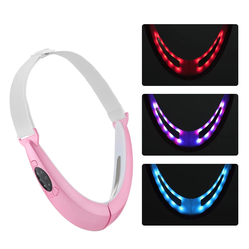 Wireless Vibration V-Line Lift Up Belt EMS Facial Lifting Device LED Photon Therapy Face Slimming Massage Double Chin Removal