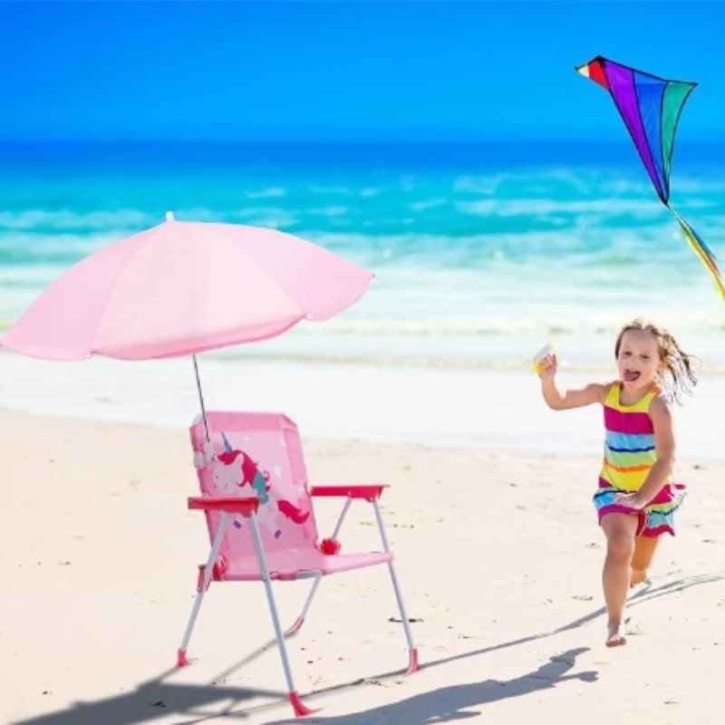 Outdoor children's beach camping chair with umbrella and sun protection, lightweight and sturdy - suitable for photography seats image 3