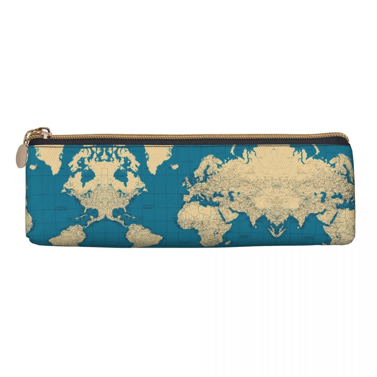 World Map Pencil Case Cities Roads Lakes and Rivers Students Aesthetic Pen Box Back To School Pencil Cases Stationery Organizer