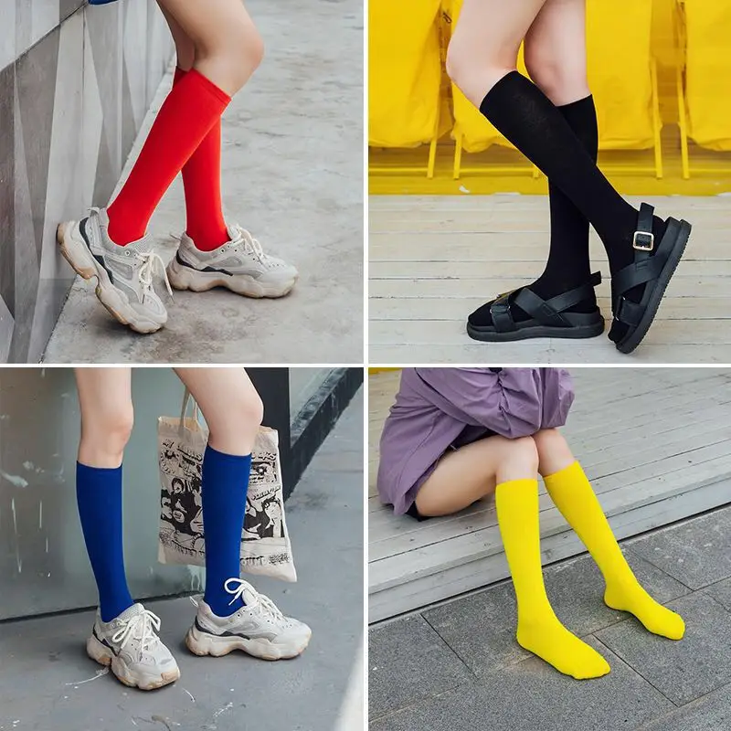 

Women's Mid-Calf Sos Thin Cotton Blend Bla White Leggings a Beau Summer Autumn Winter Semi-High Tube Sos