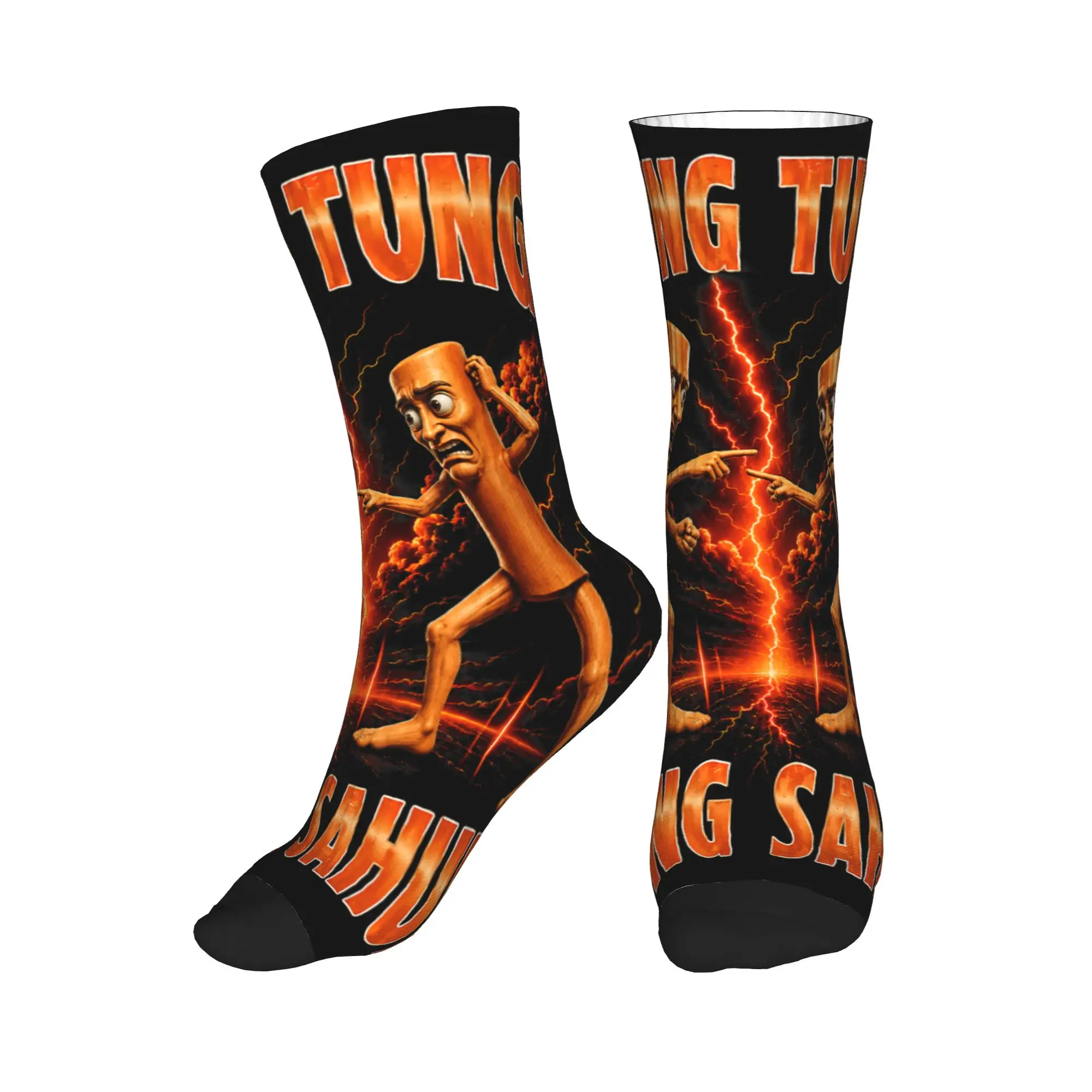 Tung Tung Tung Sahur is Calling Funny Viral Meme Socks Gothic Stockings Men Warm Soft Running Socks Autumn Graphic Anti Socks