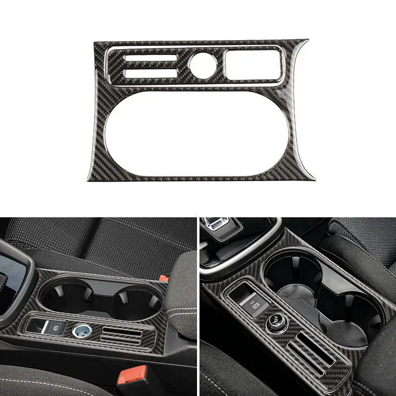 

Piano Black / Black Carbon Fiber Car Soft PVC Plastic Water Cup Holder Panel Cover Trim For Audi A3 8Y 2021 2022 2023 2024 2025