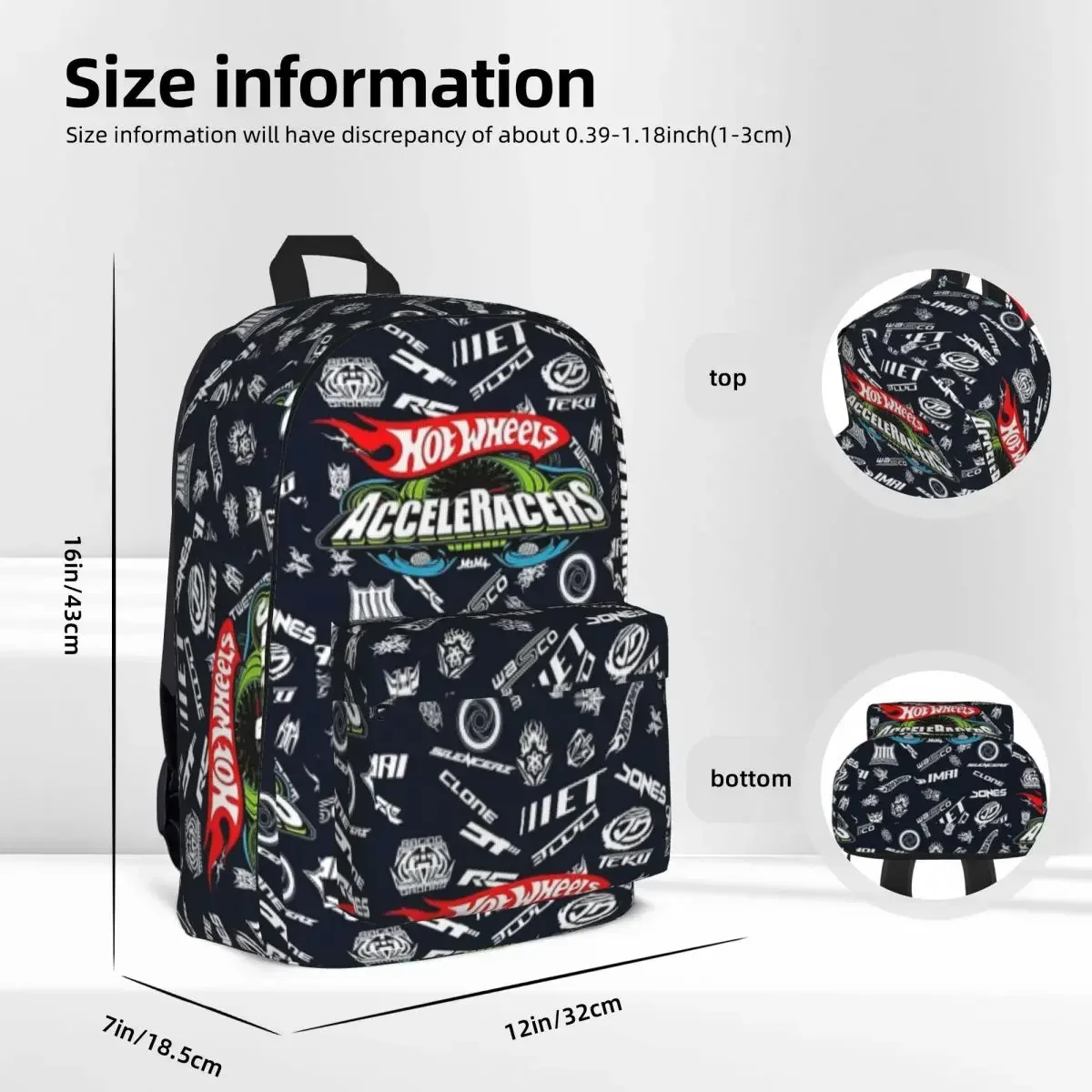 AcceleRacers loghi zaini borsa da scuola per bambini di grande capacità borsa a tracolla zaino per Laptop zaino da viaggio Casual