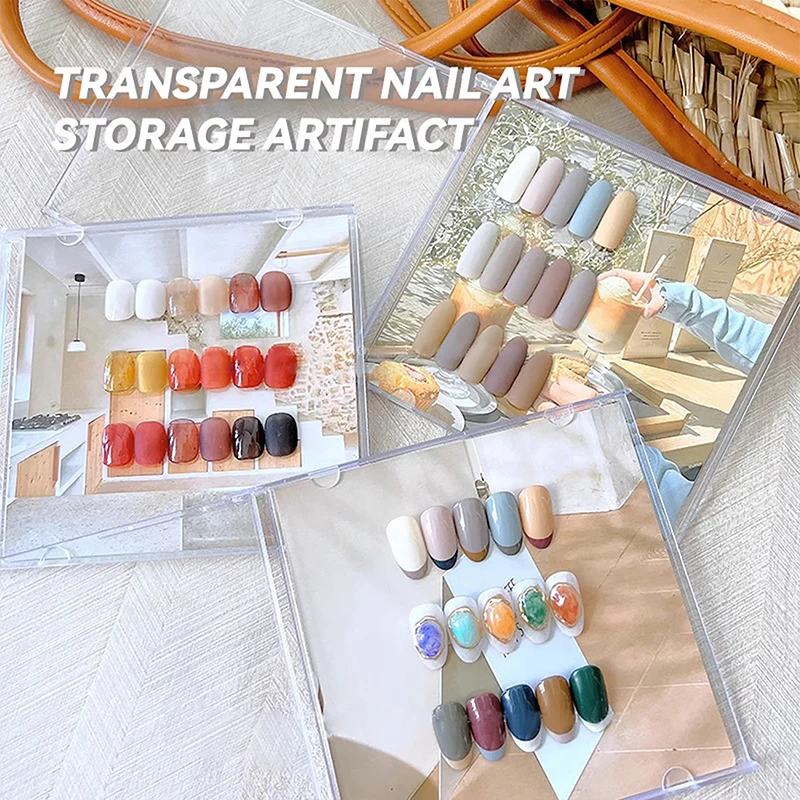 5Pcs Clear Nail Tips Display Stand Holder Plastic Nail Showing Board False Nail Display Container Nail Art Tools