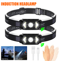 Portable Lightweight COB LED Sensor Headlamp Built-in Battery Type-C Rechargeable Head Torch 5 Lighting Modes Camping Headlight