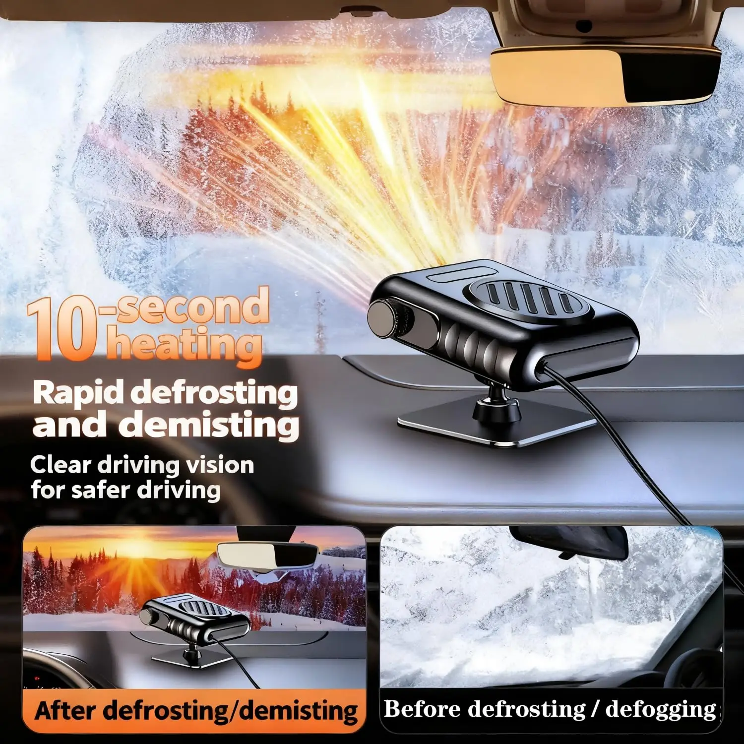 12V/24V Display Temperature Car Heater Portable Defogger Defroster Heater Fan 150W Dryer Windshield Defogger Accessories