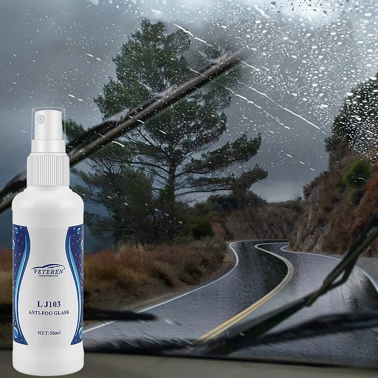 Defogger for Windshield, Anti Fog Spray para Óculos, Agente de revestimento adesivo, Limpador de vidro para espelho, Produtos Clear Vision, 50ml