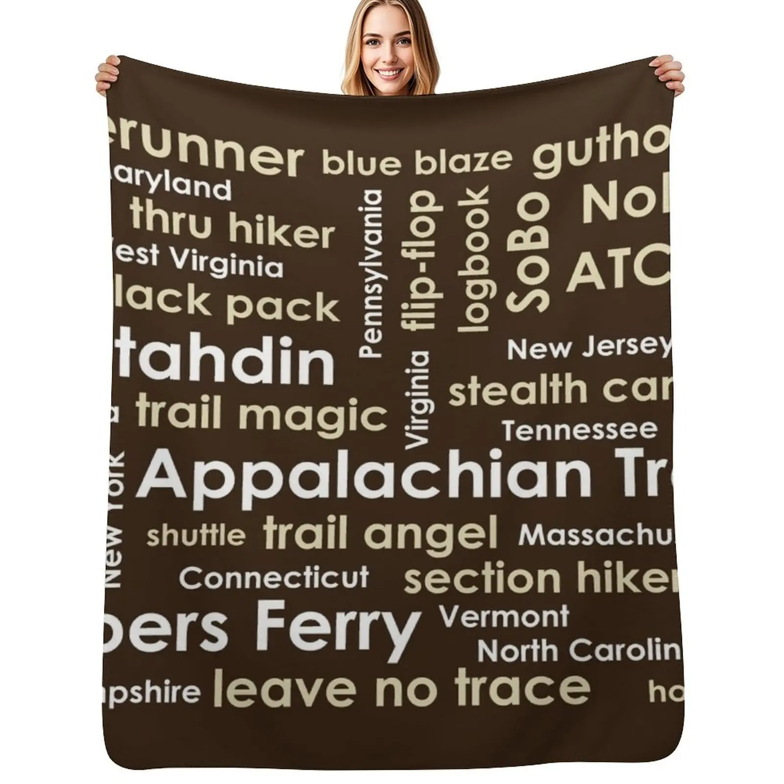 

Appalachian Trail Word Cloud Throw Blanket Fade Resistant Durable Throw Blanket