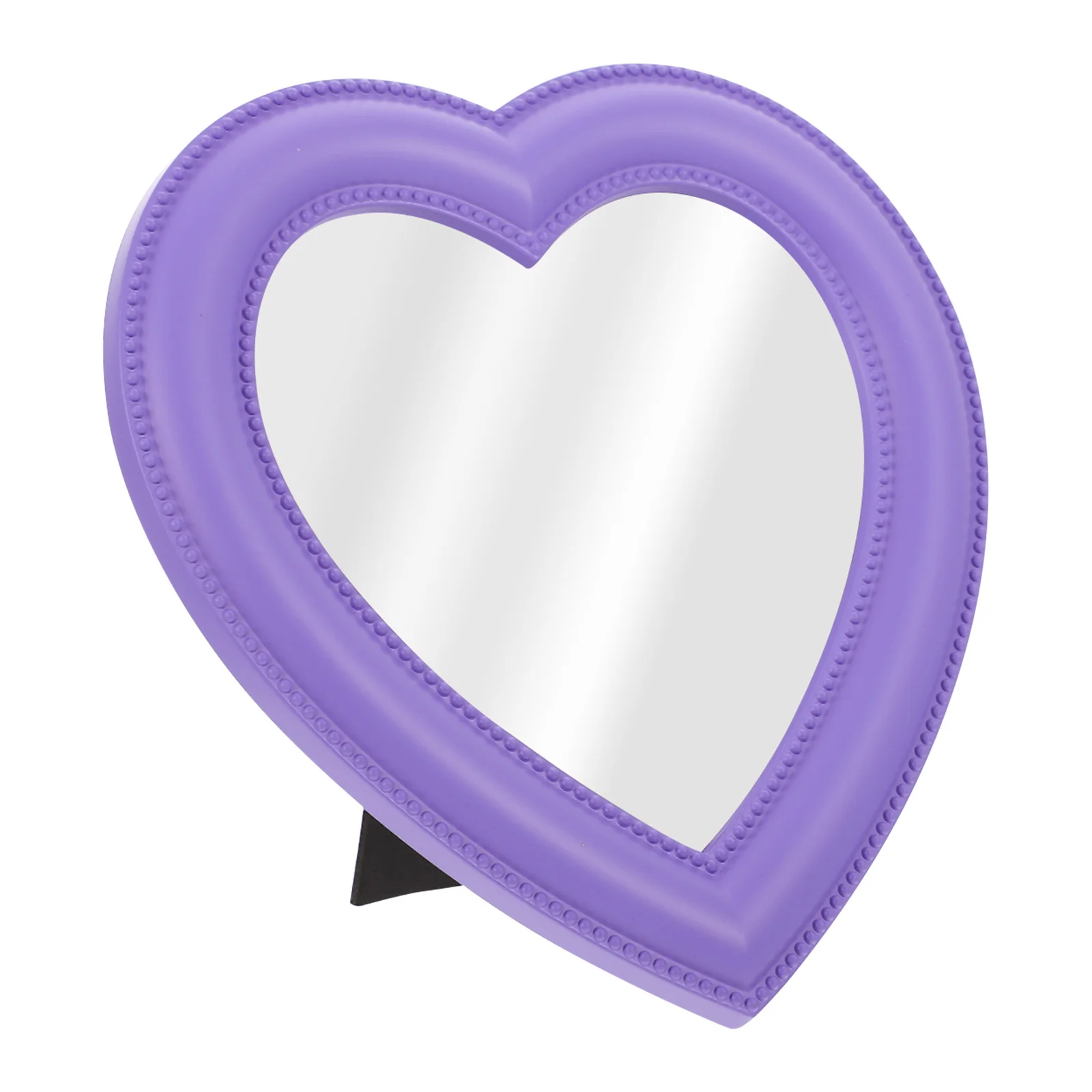 1Pcs Heart-Shaped Makeup Mirror High-Definition Scratch-Resistant Retro Chic Design Wall-Mounted Desktop Use for Women Clear