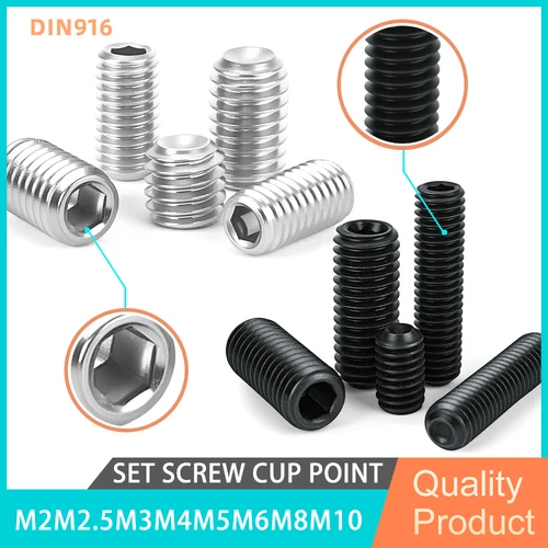 M1.6 M2 M2.5 M3 M4 M5 M6 M8 M10 DIN916 304 Acero inoxidable Grado 12,9 Acero al carbono Juego de tornillos hexagonales Grub 5-100 piezas