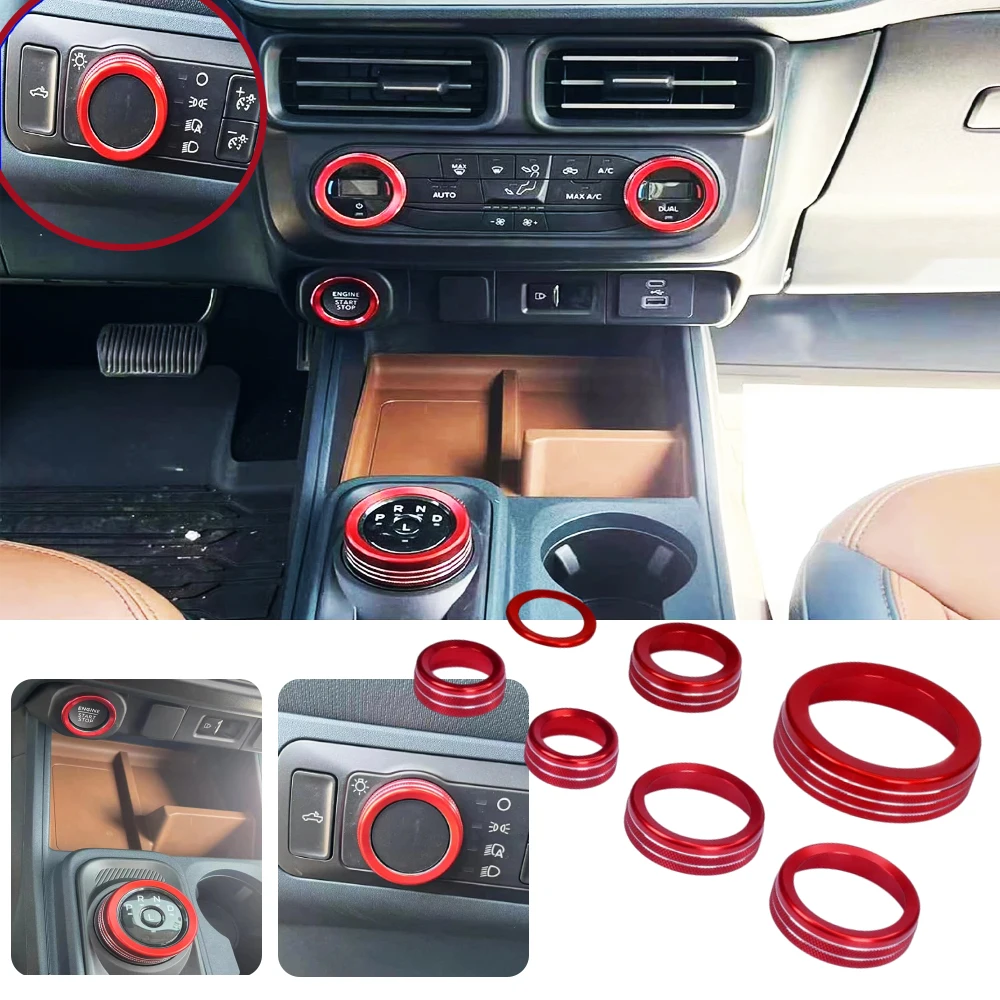 

7pcs Air Conditioning Engine Start Stop Headlight Volume Radio Control Switch Knob Cover for Ford Mustang 2015 2016 2017-2022