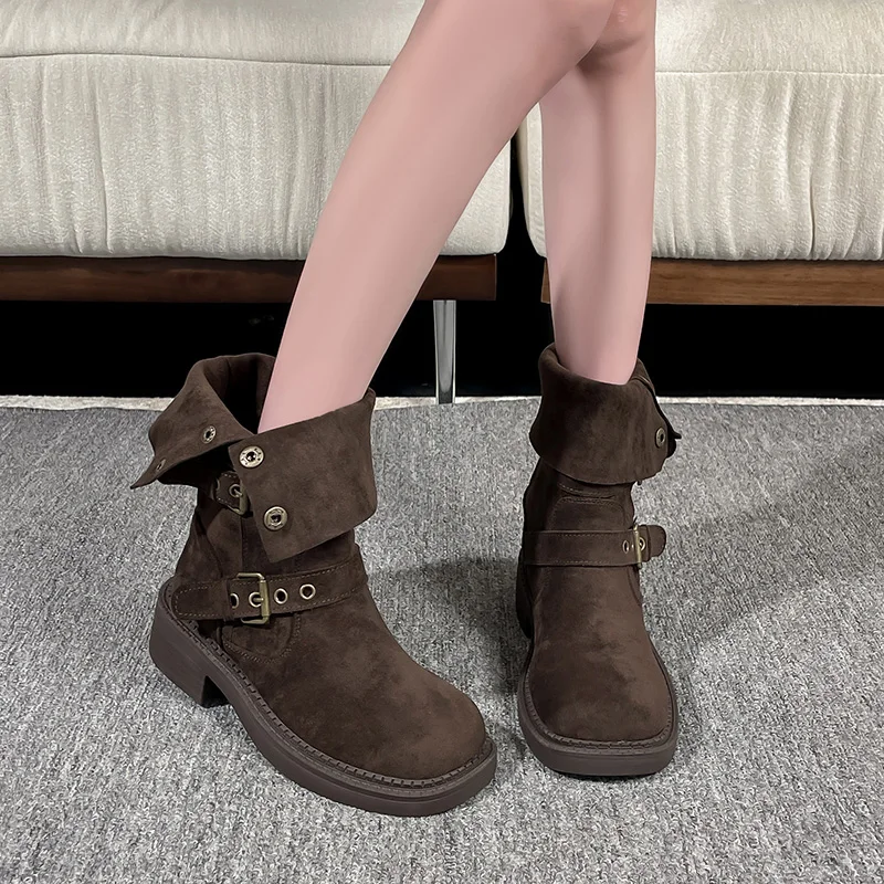 الأحذية النسائية ثي بوت أورت التمهيد الخريف الشتاء قبعات رعاة البقر الغربية فارس التمهيد أحذية Faion عادية الجلود الاصطناعية #3