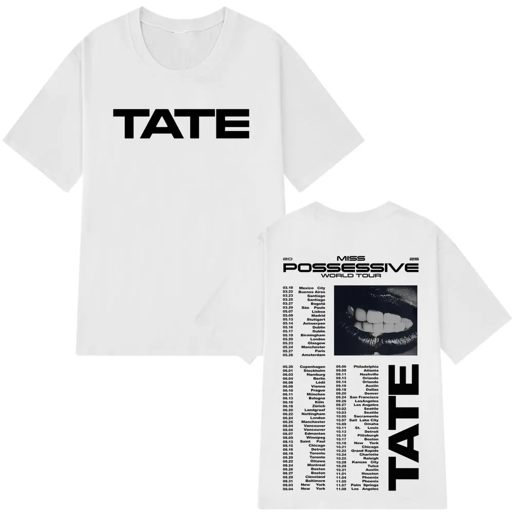 Tate McRae Miss Possessive Tour 2025 Tate McRae Graphic T Shirts Men Women Fashion Short-sleeved Cotton Hip-hop Casual T-shirts
