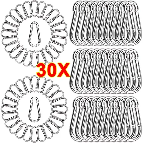 10/20/30PCS 알루미늄 Carabiner 열쇠 고리 클립 야외 캠핑 열쇠 고리 스냅 후크 물병 버클 여행 등산 액세서리