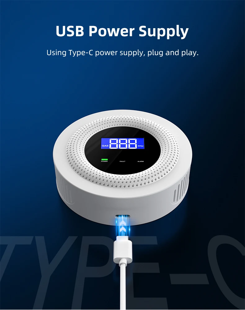 Tuya WiFi Natural Gas Leak Detector LPG Leakage Sensor Sound Alarm & 433MHz Remote Control Protection Security Smart Home