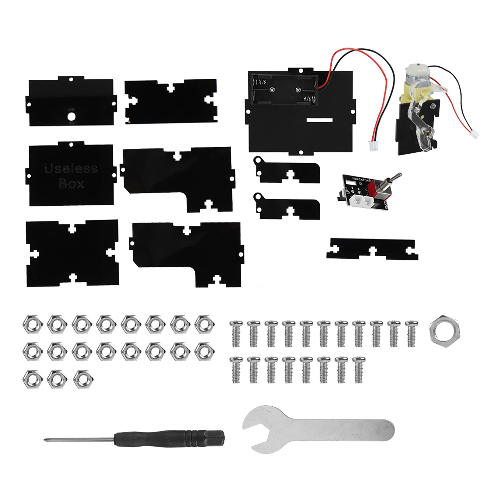 Grappig cadeau Grappig Grappig Unieke cadeaus Mini Grappig Unieke cadeaus Nutteloze doos DIY-onderdelenset Automatische doos Laat me alleen achter Zwart