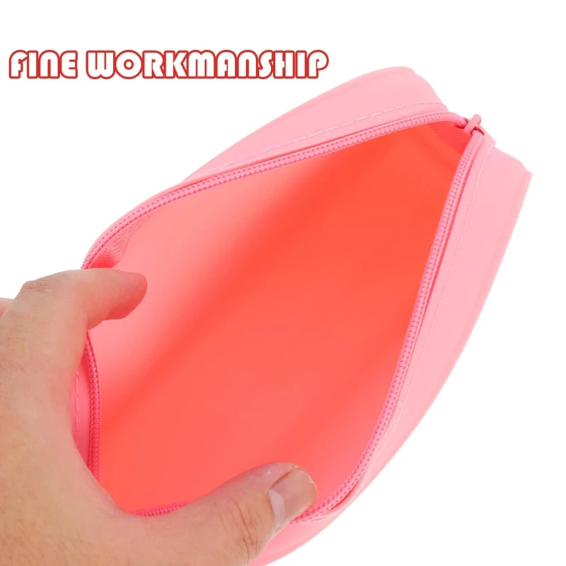 Soft Silicone Pencil Case Creative Gradient Color Pen Bag Waterproof Large Storage Bag for School  Supplies Random zipper color