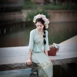 2026 traditional chinese dai minority garment temperament slim yunnan daily work uniform travel photography thailand clothing