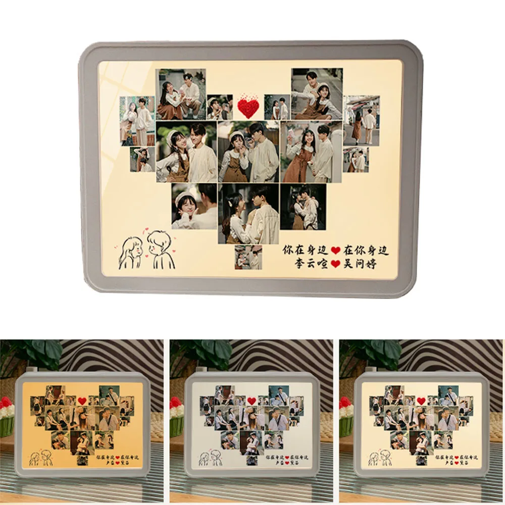 

Зеркальная фоторамка, внутренняя рамка, украшение на стену, подарки на заказ, тип C, перезаряжаемый светодиодный ночник для спальни