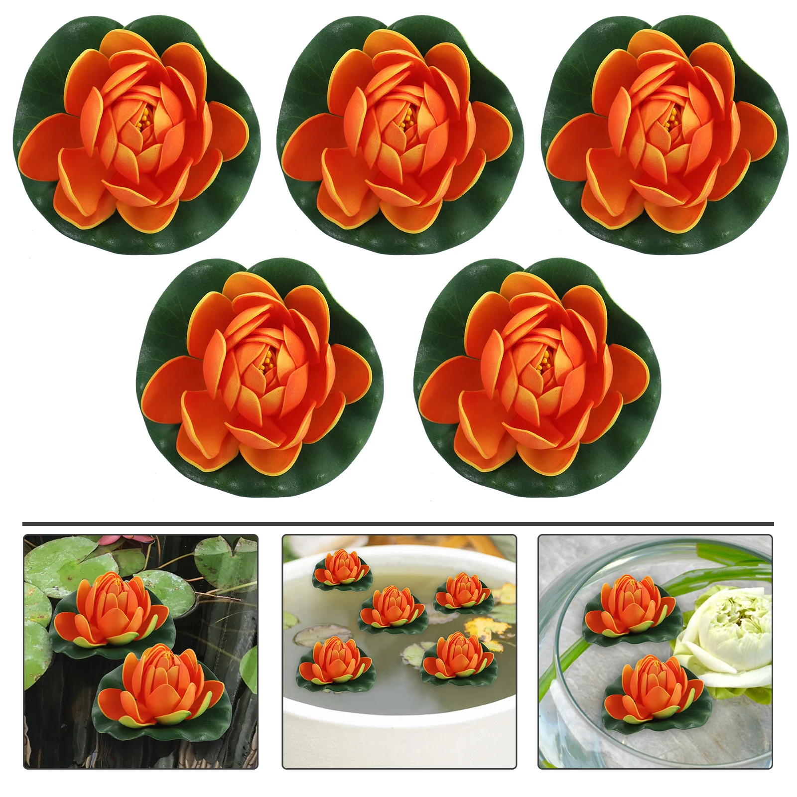 

5Pcs Artificial Lotus Flower Decoration Foam Floating Plant Simulation Fake Lotus Flowers Pond Garden Pool Ornament